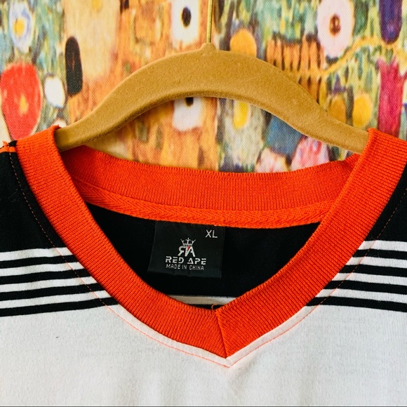 Red Ape short Sleeve V-Neck Stripes Men Chambray - Picture 2 of 6